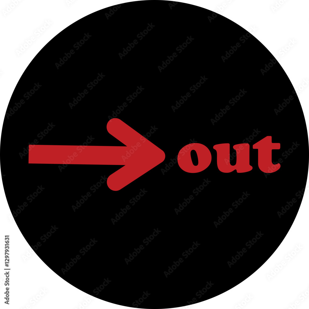 Fototapete out arrow icon. simple arrow big vector isolated on transparent background. red or red street sign w