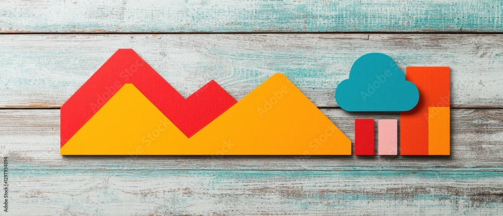 Poster data analysis infographics concept. cloud data analytics infographic with geometric shapes and minim