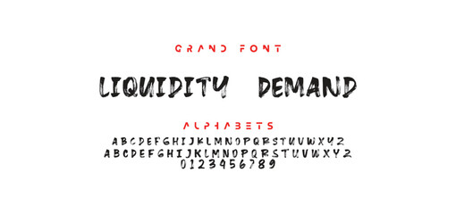 Lettering font isolated on white background. Texture alphabet in street art and graffiti style. Grunge and dirty effect.  Vector brush letters.