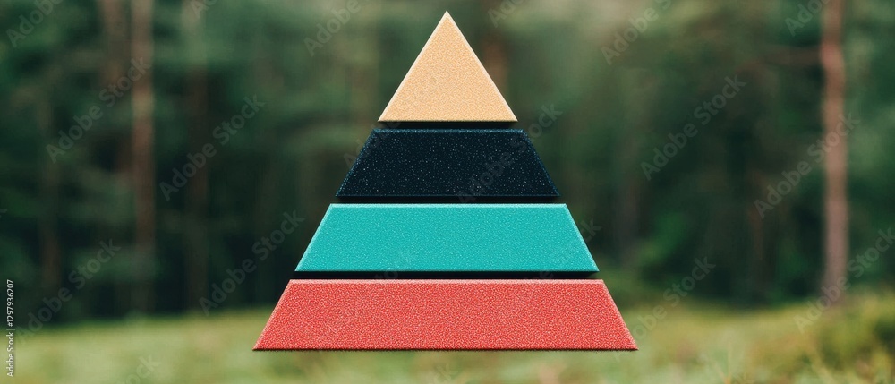 Poster data analysis infographics concept. hierarchical infographic displaying geometric pyramid shapes in 