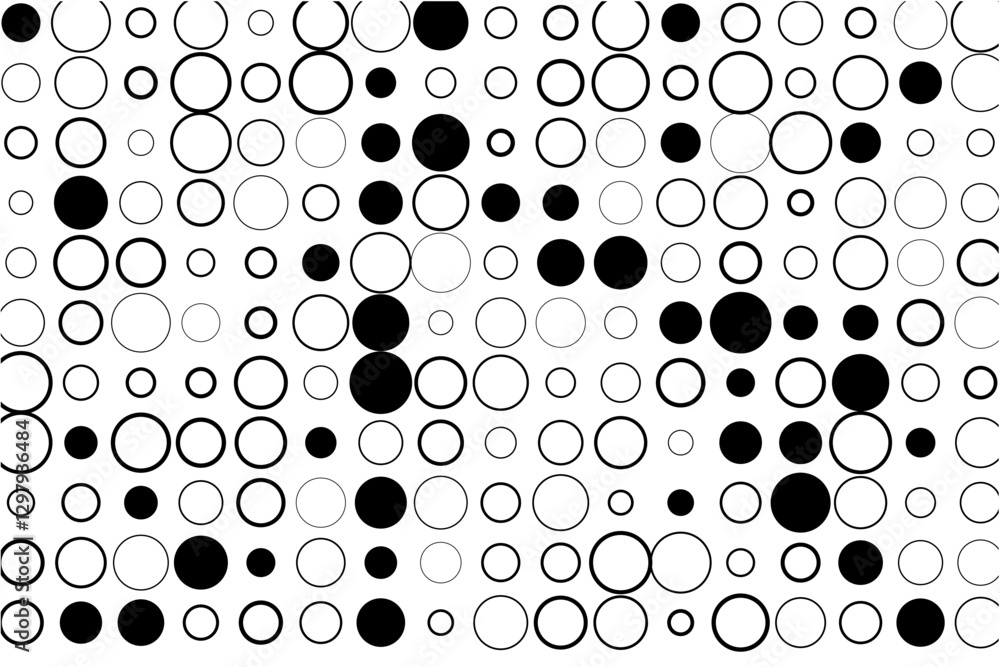 Poster minimalist design featuring complete circle grid and black accents