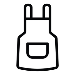Apron Icon Kitchen Apron with Neck Strap and Front Pocket in Flat Line Color Style.