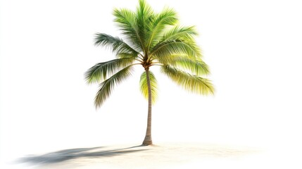 Obraz premium A palm tree is standing alone on a sandy beach