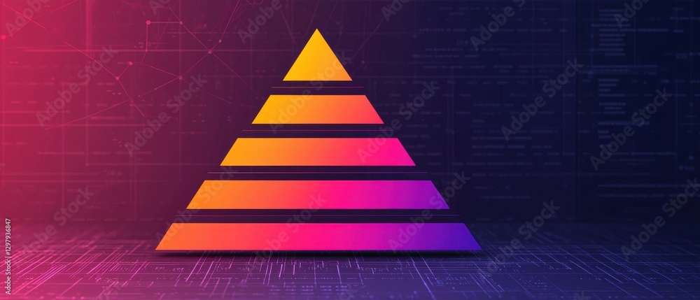 Poster data analysis infographics concept. pyramid infographic showcasing levels of data analysis and visua