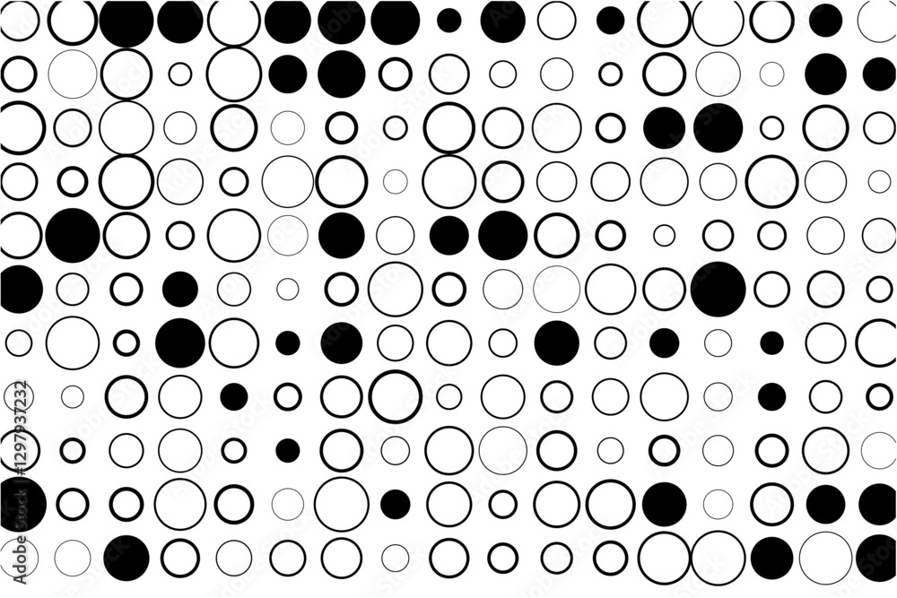 Poster Abstract grid of circles with random black fills