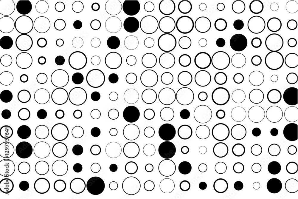 Poster Abstract grid of circles with random black fills