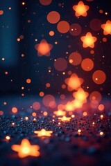 Fototapeta premium Confetti-like starry lights create a whimsical Christmas atmosphere, joyful ambiance, starry confetti, holiday sparkle