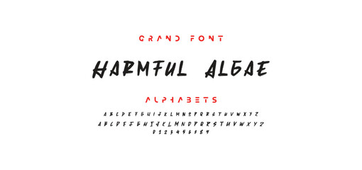 Lettering font isolated on white background. Texture alphabet in street art and graffiti style. Grunge and dirty effect.  Vector brush letters.
