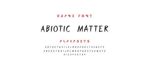 Lettering font isolated on white background. Texture alphabet in street art and graffiti style. Grunge and dirty effect.  Vector brush letters.