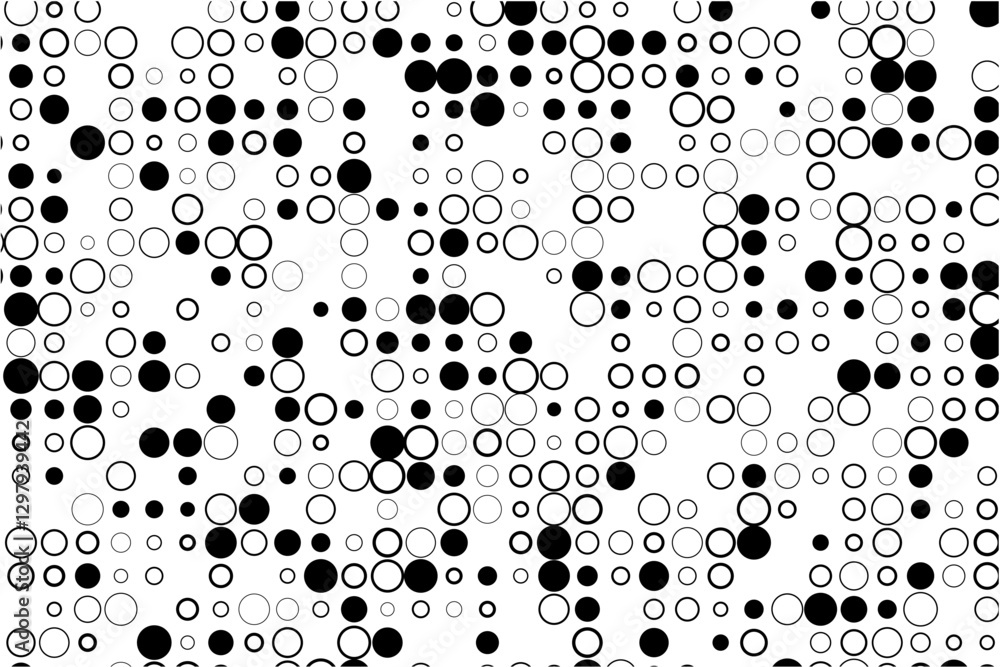 Poster Minimalist design of circle grid with gaps and fills