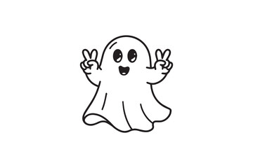 Cute Peaceful Ghost Illustration vector