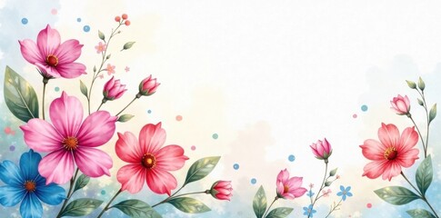 Fototapeta premium Dainty Watercolor Forget Me Not, delicate petals, spring, garden blooms