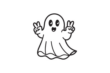 Cute Peaceful Ghost Illustration vector
