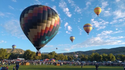 Fototapeta premium A hot air balloon festival with colorful balloons in the sky