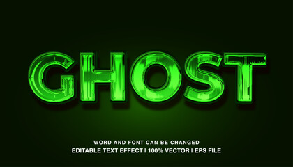 editable text effect ghost green glossy typeface