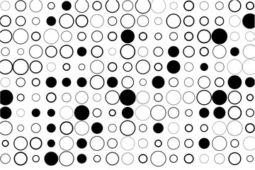 Geometric pattern of fully present circles with selective black