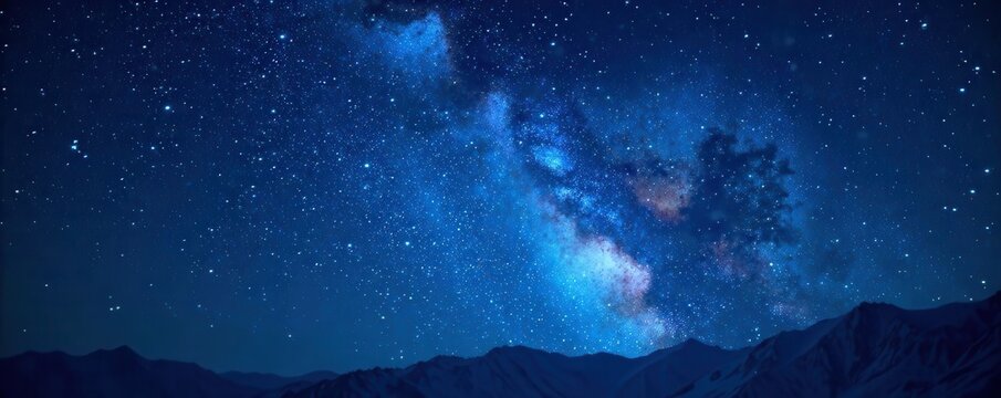 Dark blue night sky with stars and galaxy in the background , universe, galaxies, cosmos - Powered by Adobe