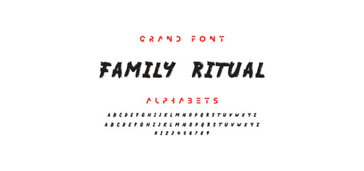 Lettering font isolated on white background. Texture alphabet in street art and graffiti style. Grunge and dirty effect.  Vector brush letters.