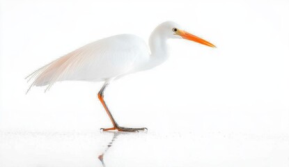 Obraz premium Elegant White Bird Standing Gracefully in Serene Minimalist Setting