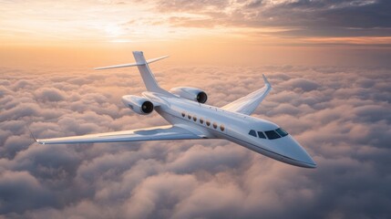 Fototapeta premium A supersonic private jet cruising above the clouds