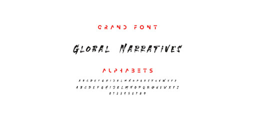 Lettering font isolated on white background. Texture alphabet in street art and graffiti style. Grunge and dirty effect.  Vector brush letters.