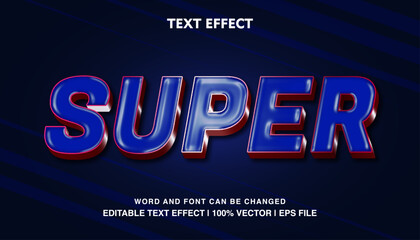 editable text effect Super blue