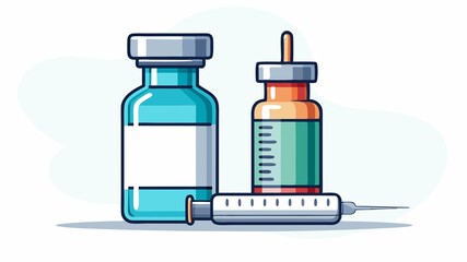 Obraz premium A detailed close-up shot captures the precision and detail of a vial of vaccine and a syringe, isolated against a clean background, creating a high-quality image suitable for medical publications, he