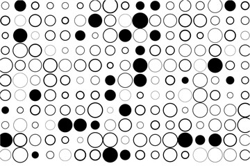 Geometric pattern of fully present circles with selective black