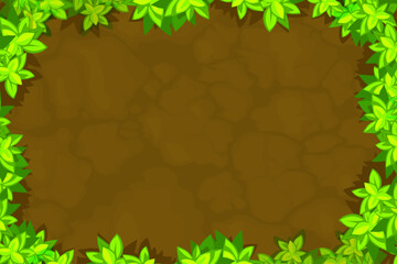 Background for your 2D games. Board Game top view-ground and leaves. Top Down Game Background for your games