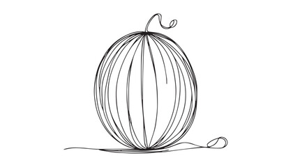 Continuous one single minimal line drawing pumpkin