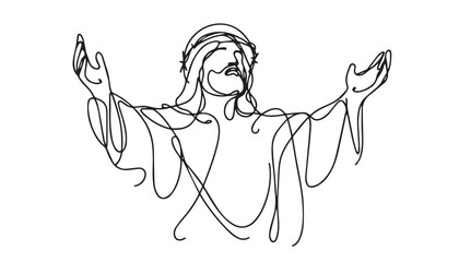 Continuous one single minimal line drawing jeus 