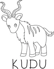 Striped Kudu with Curled Horns with text below hand written
