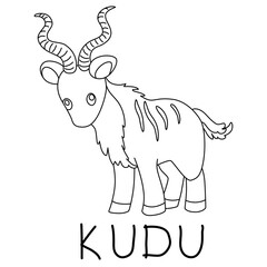 Striped Kudu with Curled Horns with text below hand written