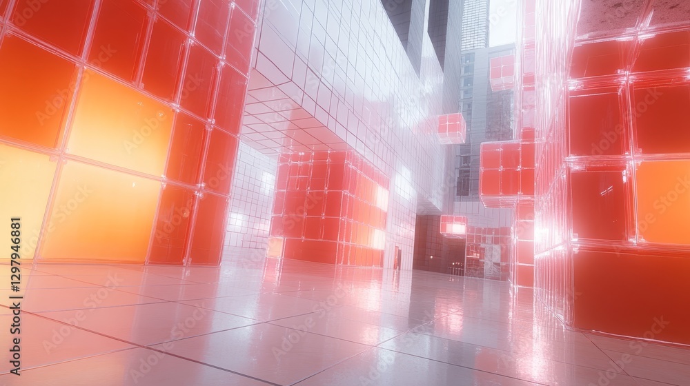 Aufkleber abstract luminous architectural landscape with vibrant color dynamic for futuristic concepts and inn