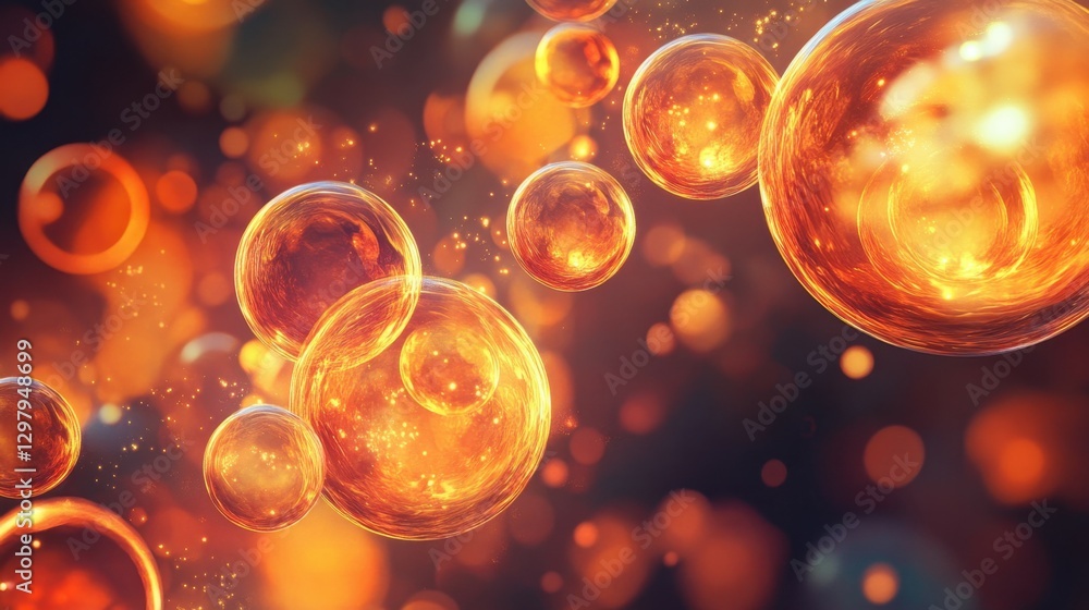 Poster vibrant abstract bubble art with fiery colors and dynamic patterns