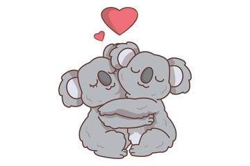 Hugging Koala Character Illustration