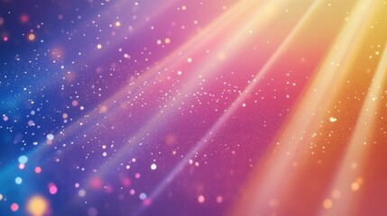 Vibrant Rainbow Light Rays Background with Sparkling Stars