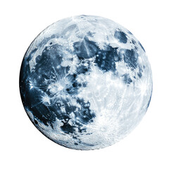 Obraz premium An ultra-realistic digital illustration of the full moon, isolated on a transparent background.