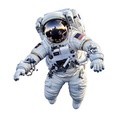 Astronaut in a space suit floating, isolated on a transparent background,