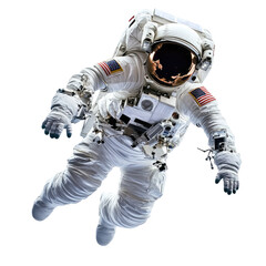 Astronaut in a space suit floating, isolated on a transparent background,