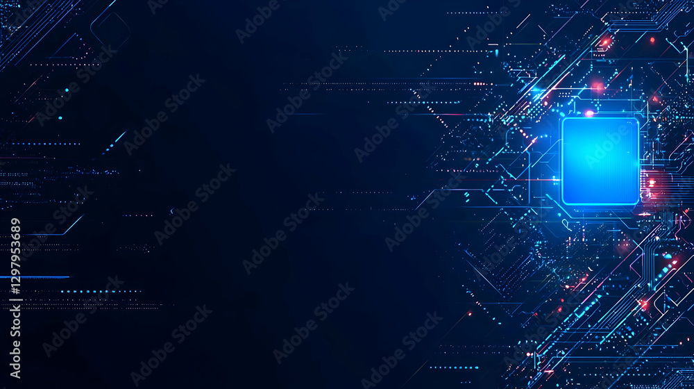 Aufkleber abstract blue circuit board design with digital data and technology background