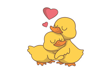 Hugging Duck Character Illustration