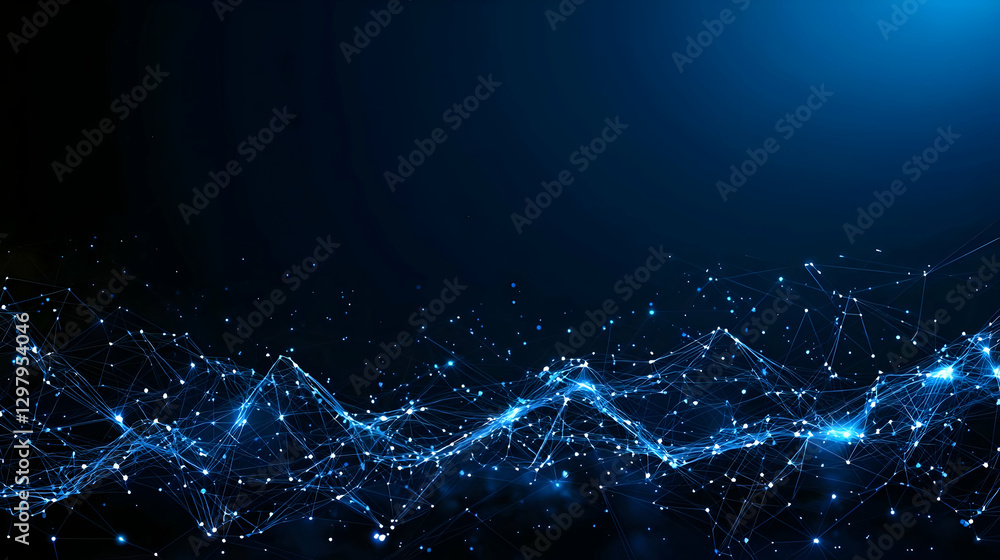 Poster abstract blue digital network visualization illustrating data connection and technology concept