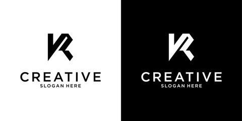 KR or RK initial letter logo design vector.
