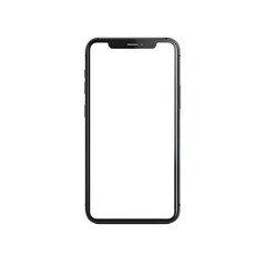 Front view of a blank smartphone mockup isolated on a transparent background
