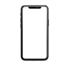Front view of a blank smartphone mockup isolated on a transparent background