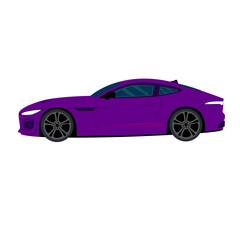 Purple sports car flat illustration