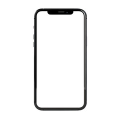 Front view of a blank smartphone mockup isolated on a transparent background