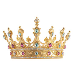 Fototapeta premium Gold crown isolated on a transparent background,