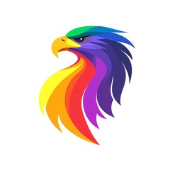 Fototapeta premium Vibrant Rainbow Eagle Head Logo Design: A captivating symbol of power, freedom, and pride, showcasing a majestic eagle in a spectrum of colors.